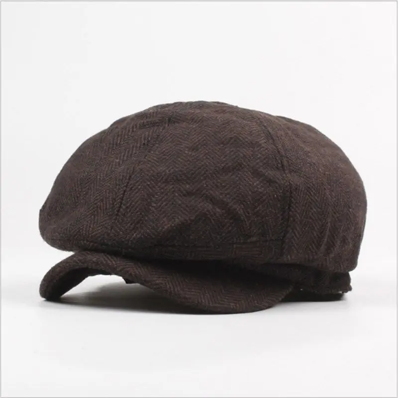 Мужская шерстяная газетная шляпа Гэтсби, Зимняя кепка для вождения гольфа, модные мужские Восьмиугольные шляпы