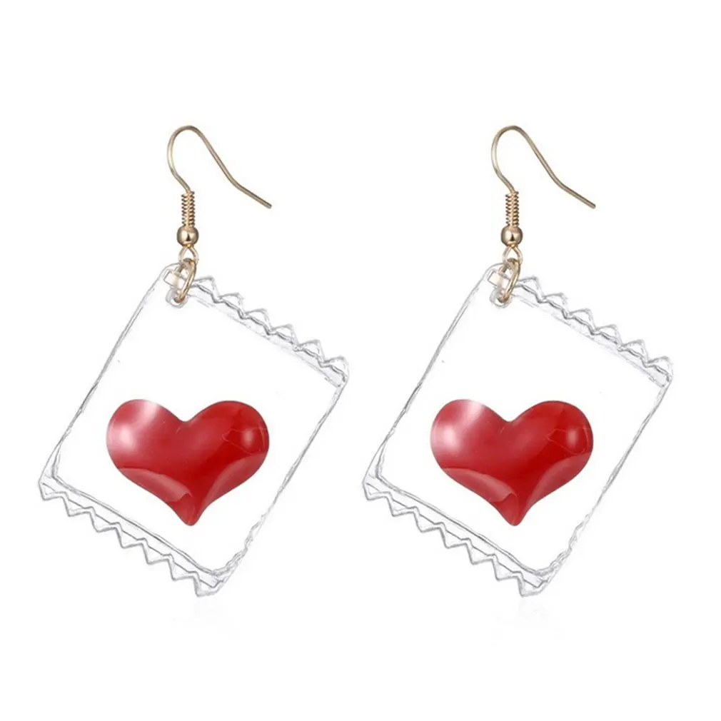 

New Fashion Love Transparent Candy Fun Earrings Personality Wild Wave Board Candy Pendant Earrings Jewelry