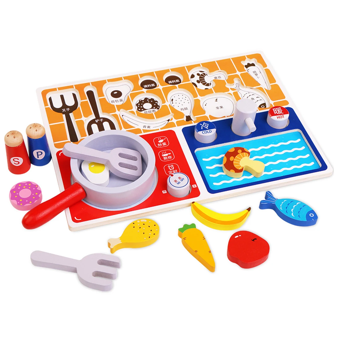 Children Pretend Play Kitchen Toys Simulation Peculiar Wooden Cooking Bench Playset Learning Education Toys for Children
