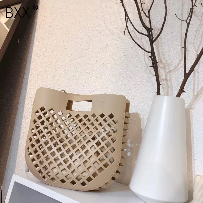 

[BXX] 2019 New Arrival Women's Hollow Out All-match Single Shoulder Bag Ladies Chic Design Handbag Basket Beach Bag HE611