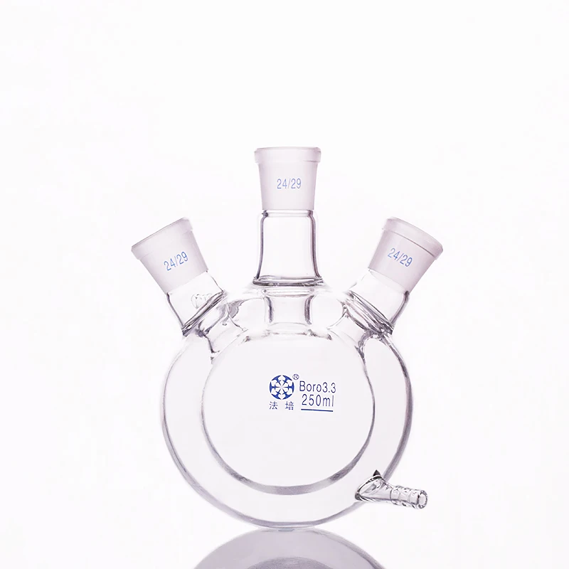 24/40 Center Joint Heavy Wall 24/40 Side Joint Vertical Round Bottom 1L Capacity ACE Glass 6928-232 Two Neck Boiling Flask 
