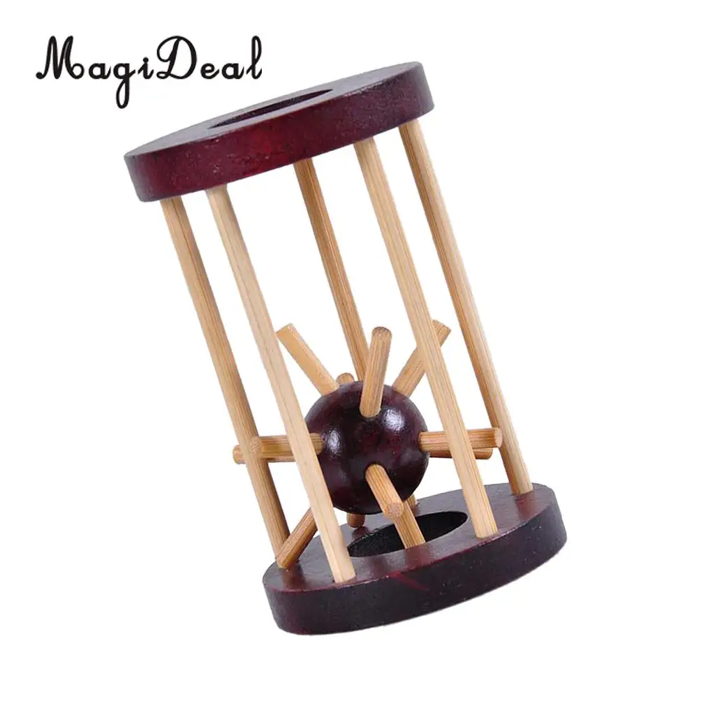 

MagiDeal 1Pc Wooden Intelligence Kong Ming Lock Take out Spiked Ball Brain Teaser for Kids Adults Puzzle Toy Office Desk Decor