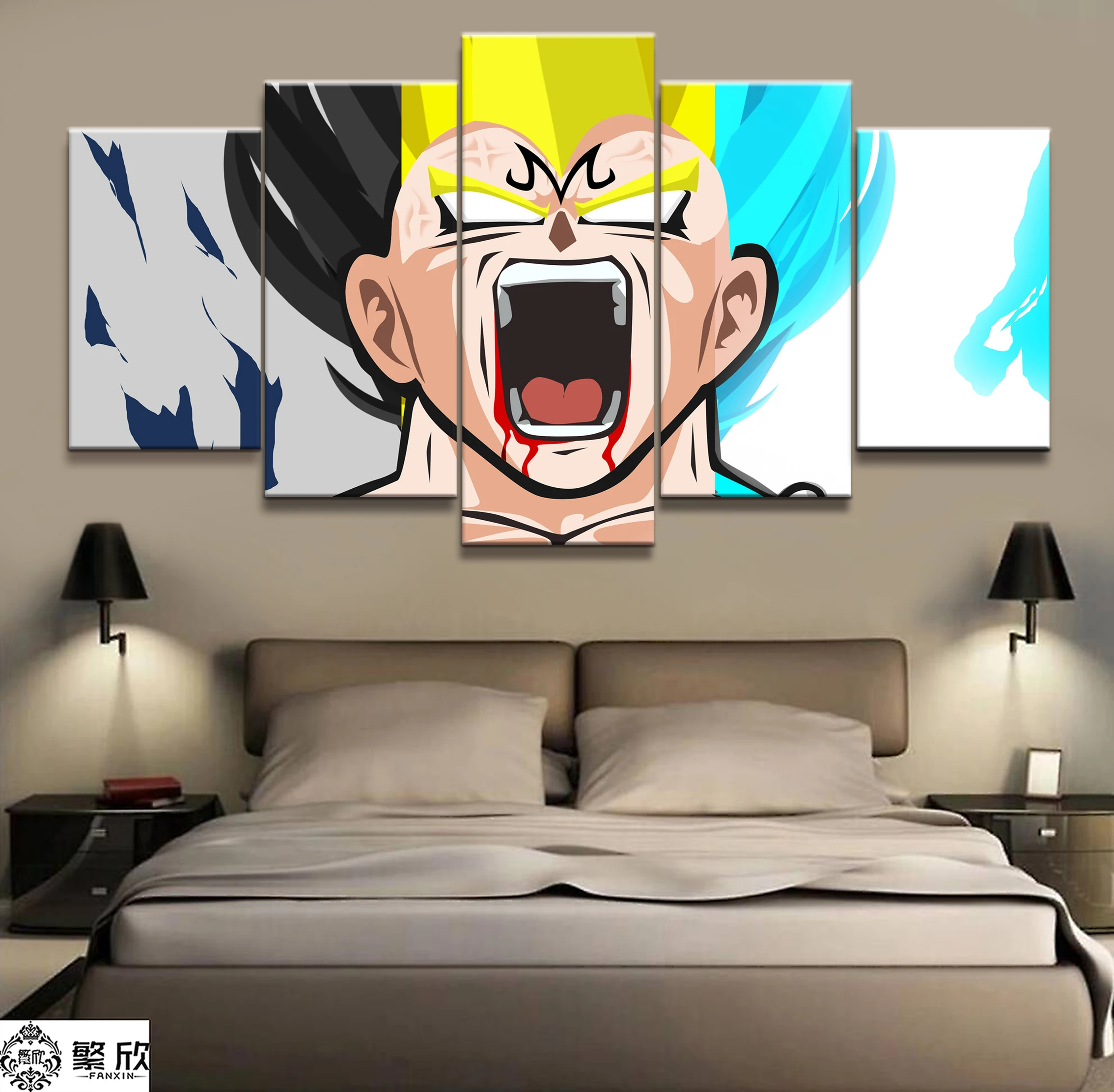 

5 Piece Modern Painting Goku and Vegeta Canvas Printed Wall Art Pictures Home Decor For Living Room Dragon Ball Poster Unframed