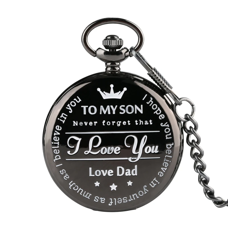 "Мой сын" выгравированное слово кварцевые карманные часы любовь папа для мужчин уникальные часы цепи мальчик сувенир на день рождения
