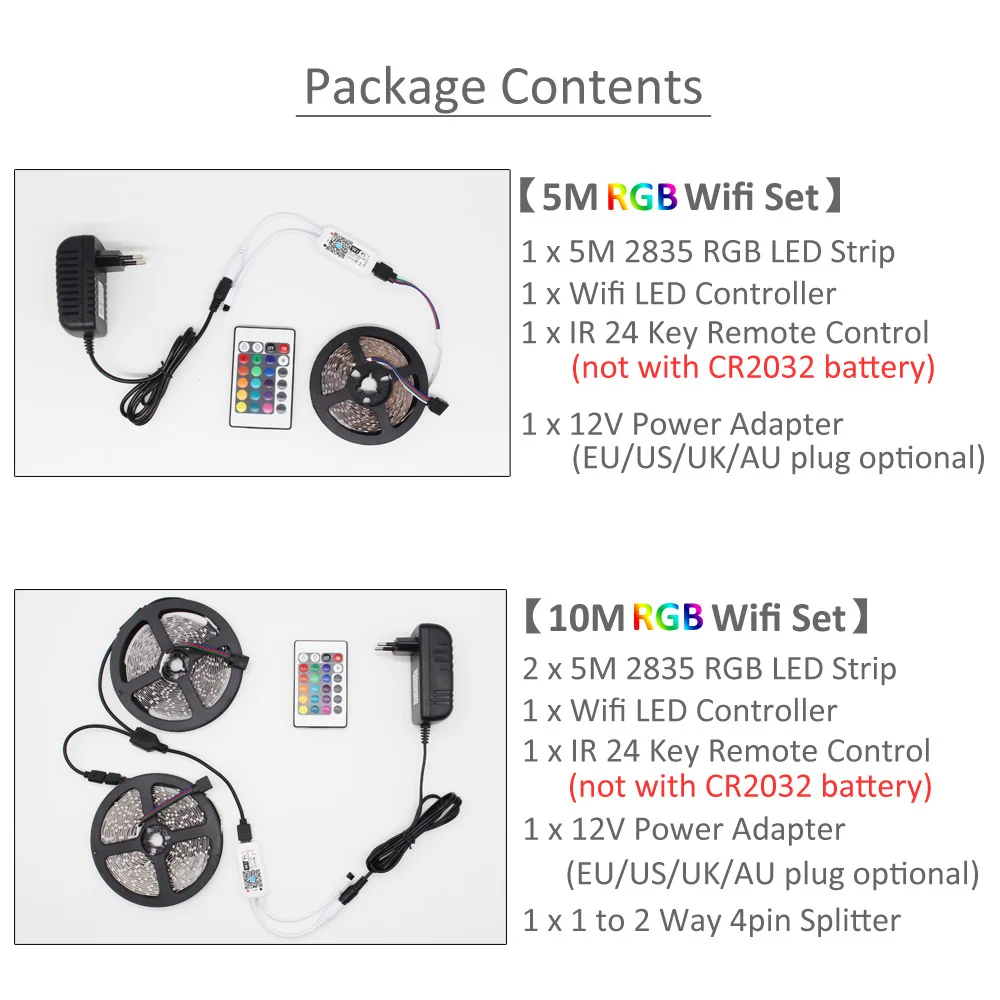 Светодиодная лента RGB 12 В Wi Fi 5 м 10 водонепроницаемая умная гибкая светильник 2835 Tira
