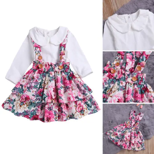  UK Newborn Kids Baby Girl Tops Romper Princess Party Skirt Dress Outfits Clothes