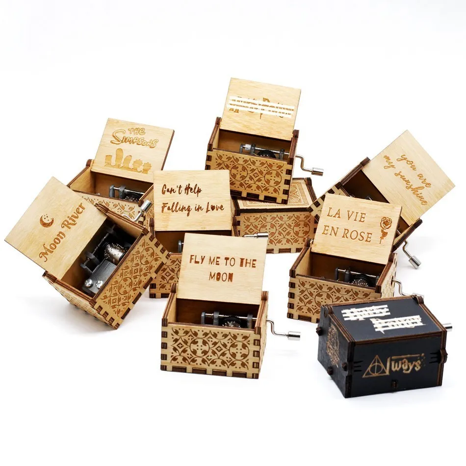 

New La Vie En Rose Digimon Wooden Music Box Cool Gifts Birthday Children Party Star Wars Game Of Thrones Hand Cranked Wood