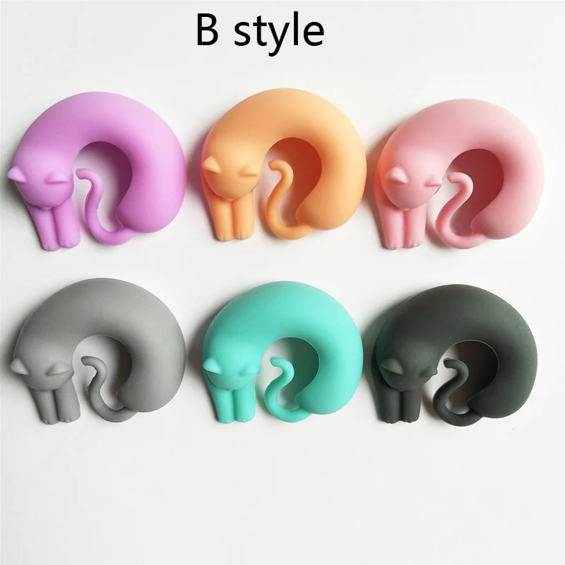 6 Pcs Charms Gifts Cat Wine Glass Animal Shape Label Marker Sticker Party Silicone Cup Party Holiday DIY Decoration