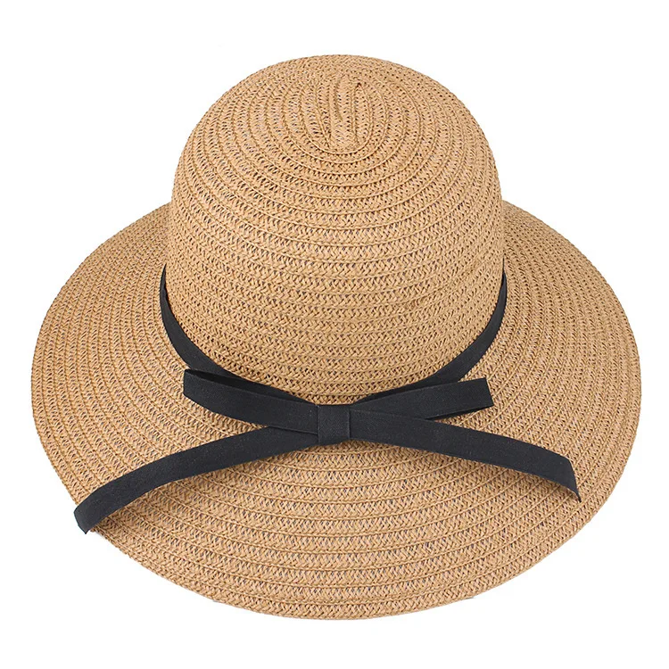 

Foldable Ladies Women Straw Beach Sun Summer Hat Beige Wide Brim Breathable Cap Outdoor Beach Sunhat