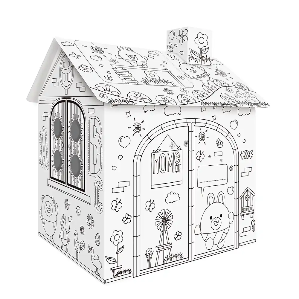 Cardboard Coloring House Color Fun