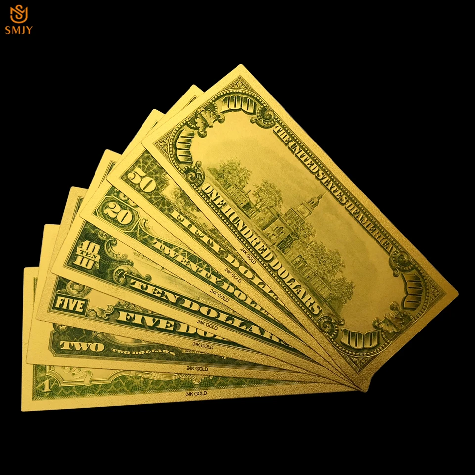 7 шт./лот 1928 США Золотой набор банкнот 1.2.5.10.20.50. 100 долларов копия счета сбор бумажных денег