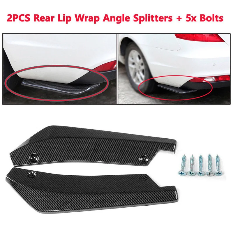 

2pcs Universal Gloss Carbon Fiber Car Wrap Angle Splitter Protector Side Fins Rear Bumper Spoiler Canards Anti-crash Diffuser