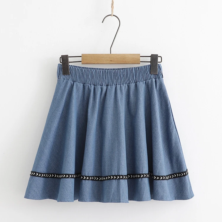 doblada para cinturón tejido segunda mano ajustado cintura denim se pondrá en la falda de Estudiante|Faldas| - AliExpress