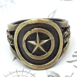 Marvel супер Капитан Америка кольцо костюм аксессуар косплэй Коллекция Металл 18 мм бронзовые кольца