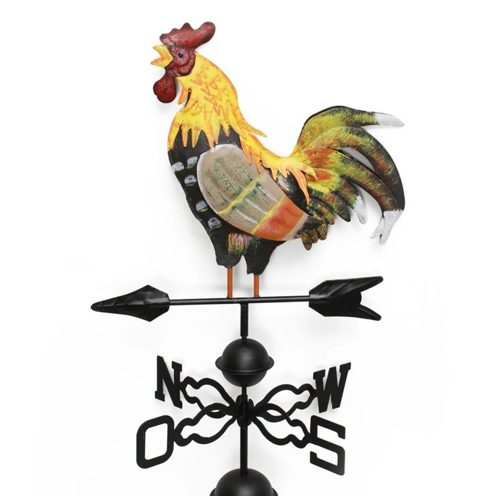 

Retro Iron Structure Decor Craft Durable Spinner Weather Vane Easy Use Wind Direction Colorful Garden Yard Rooster Design