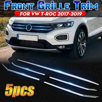 

5Pcs/Set Car Front Grill Mesh Net Trim Strip Sticker Cover Chromium For VW T-Roc 2017 2018 2019