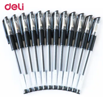 

Deli Pen 12PCS 0.5mm Gel pens supplies Stationary gel pen for students writing Black Red Blue High quality Creative Soft Grip 40