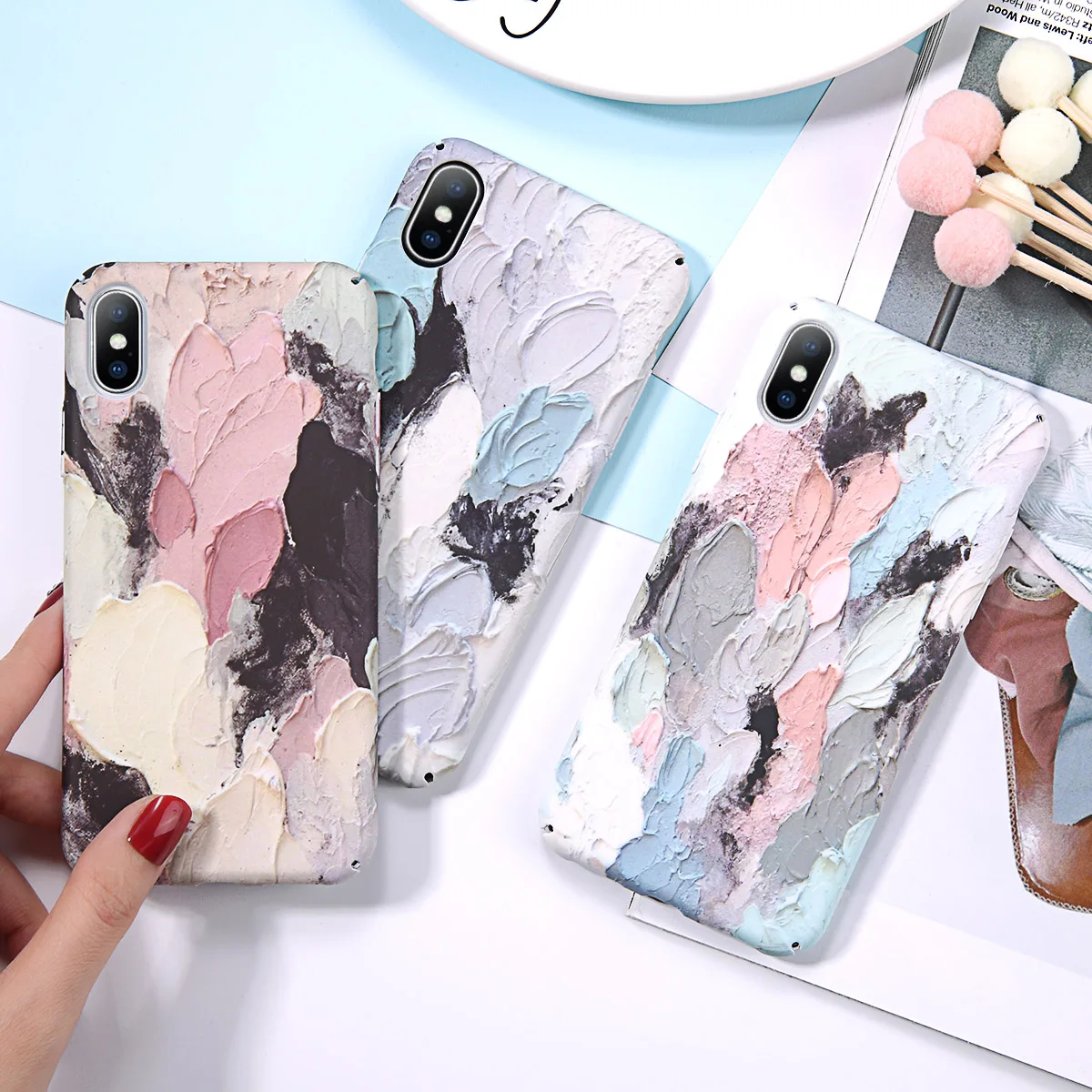 KJOEW Coque для iPhone XS Max чехол на XR X 5s 6 6S 7 8 Plus Чехлы граффити картина маслом Жесткий