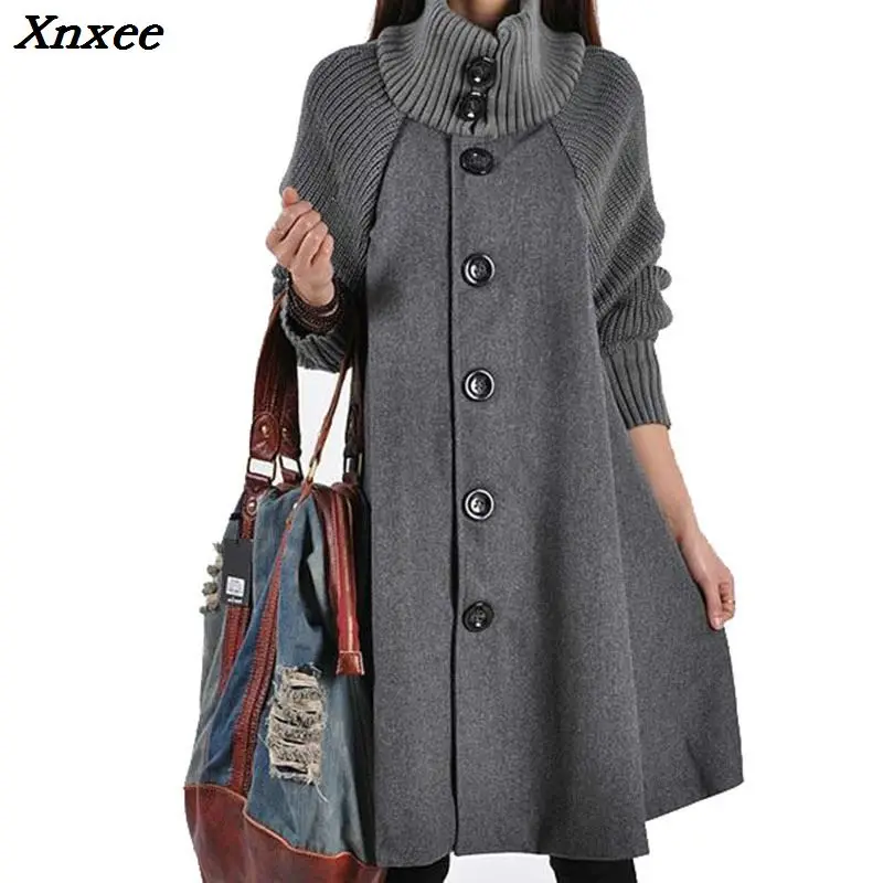 Xnxee Long Female Jacket Overcoat Cloak Windbreaker Loose Winter Wool Coat Women Autumn Manteau Femme Hiver Cape Warm Tweed