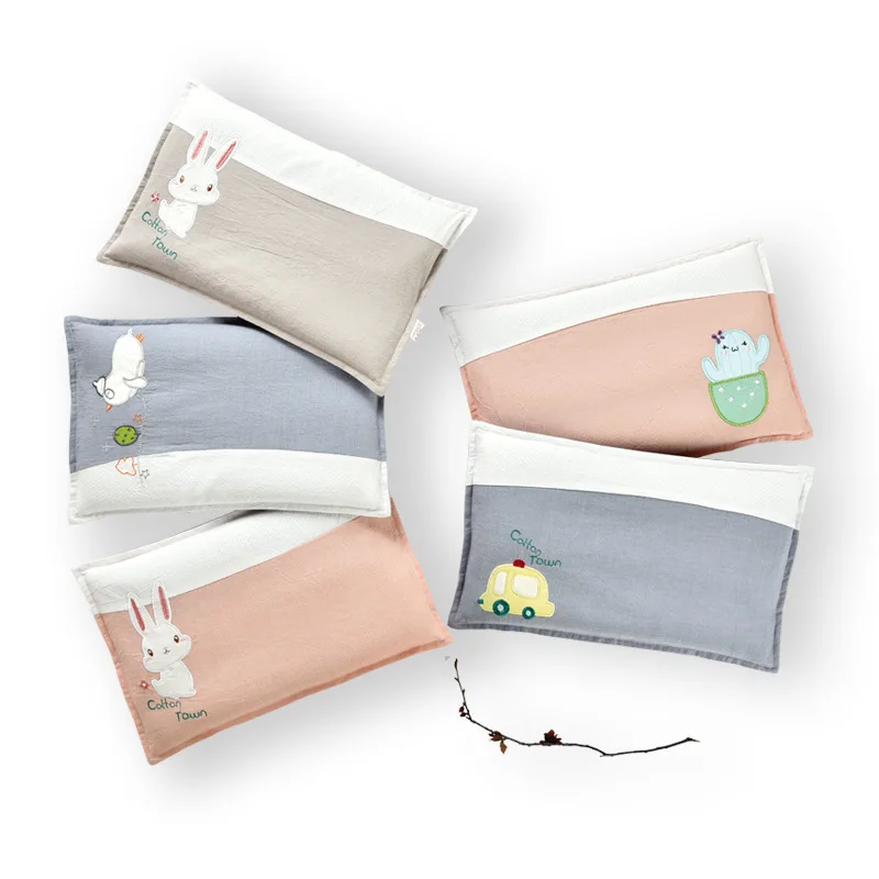 Four Seasons General Washed Cotton Baby Pillow Neonatal Anti-Slanting Head Buckwheat Stereo Embroidered Shape | - Цена: 