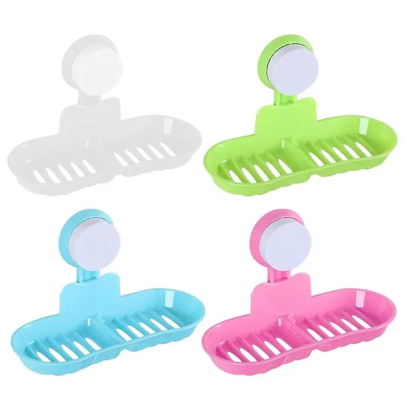 

1PC Multi-functional Creative Bathroom Strong Suction Cup Soap Holder Double Grids Drain Soap Rack small items storage