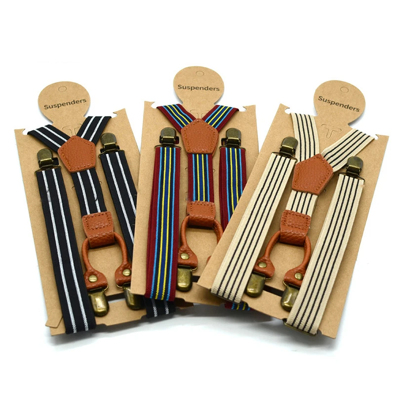 

Adult men's long four-clip strap 2.5CM striped pants shoulder strap elastic elastic trousers suspenders