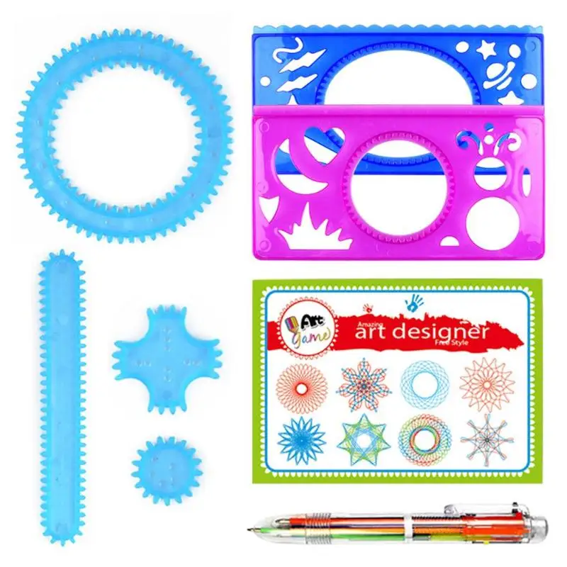 

Kids Spiral Art Design Spirograph Drawing Toys Children DIY Painting Interlocking Gears Wheels Set Baby Learning Education Toy