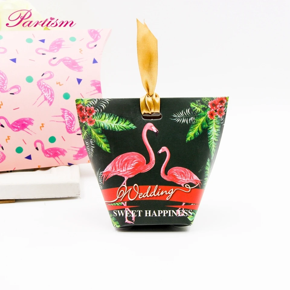 1PACK Multi Types Flamingo Gift Box DIY Ribbon Candy Pattern Kraft Paper Wedding/Party Favors Gifts Bag For Guest Party Supplies|box for|party