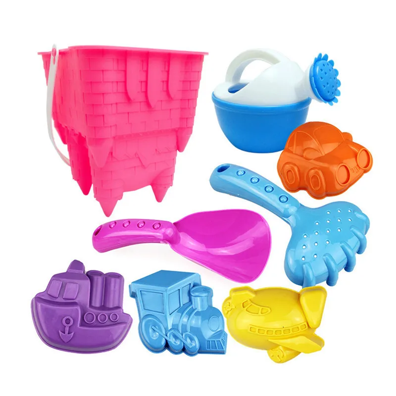 

8pcs/lot Big Sand Bucket Spade Shovel Rake Water Playing Tools Outdoor Beach Play Toys For Children Gifts Multicolor