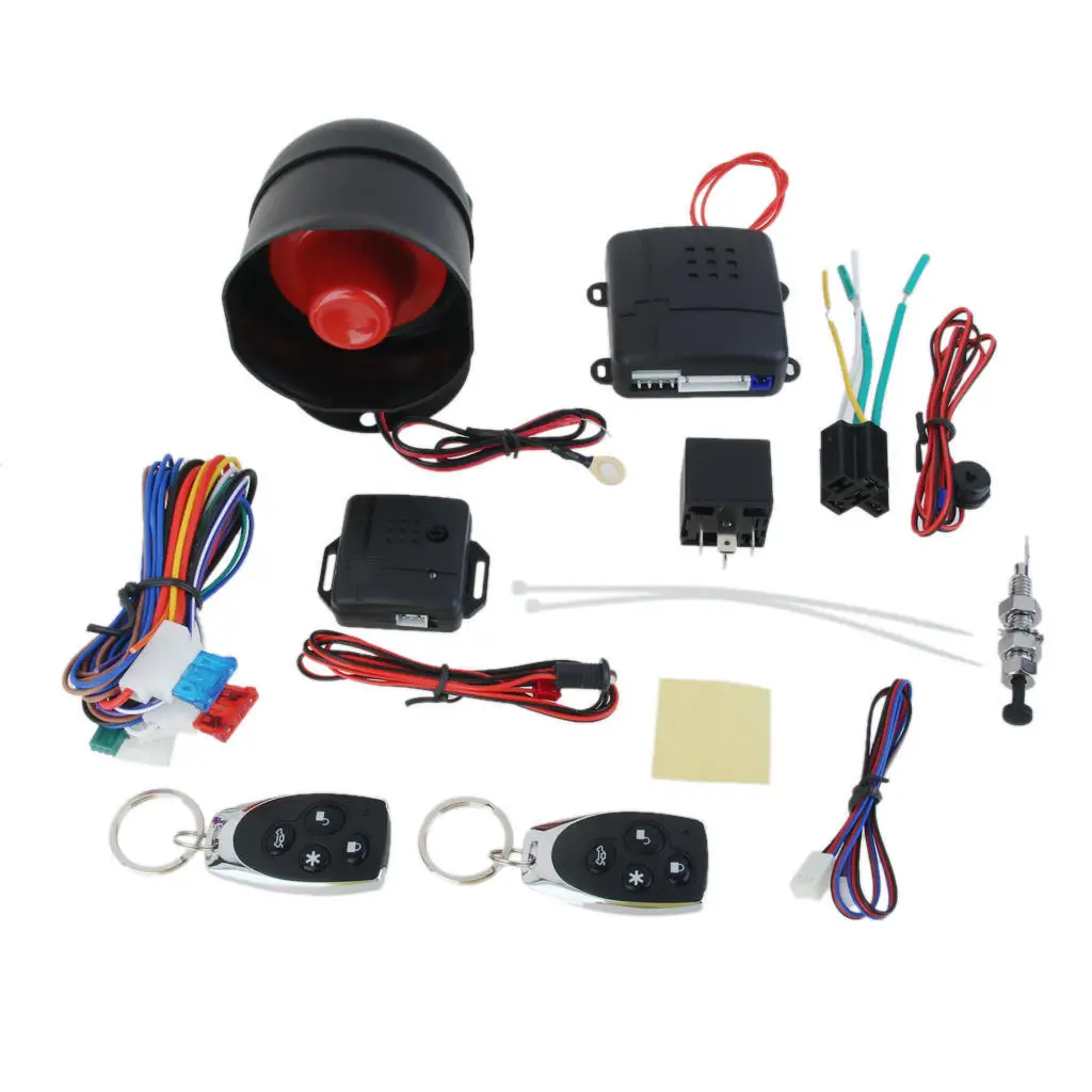 

1 Set Car Unidirectional Universal Alarm Vehicle System Protection Security System Keyless Entry Siren With 2 Remote Control