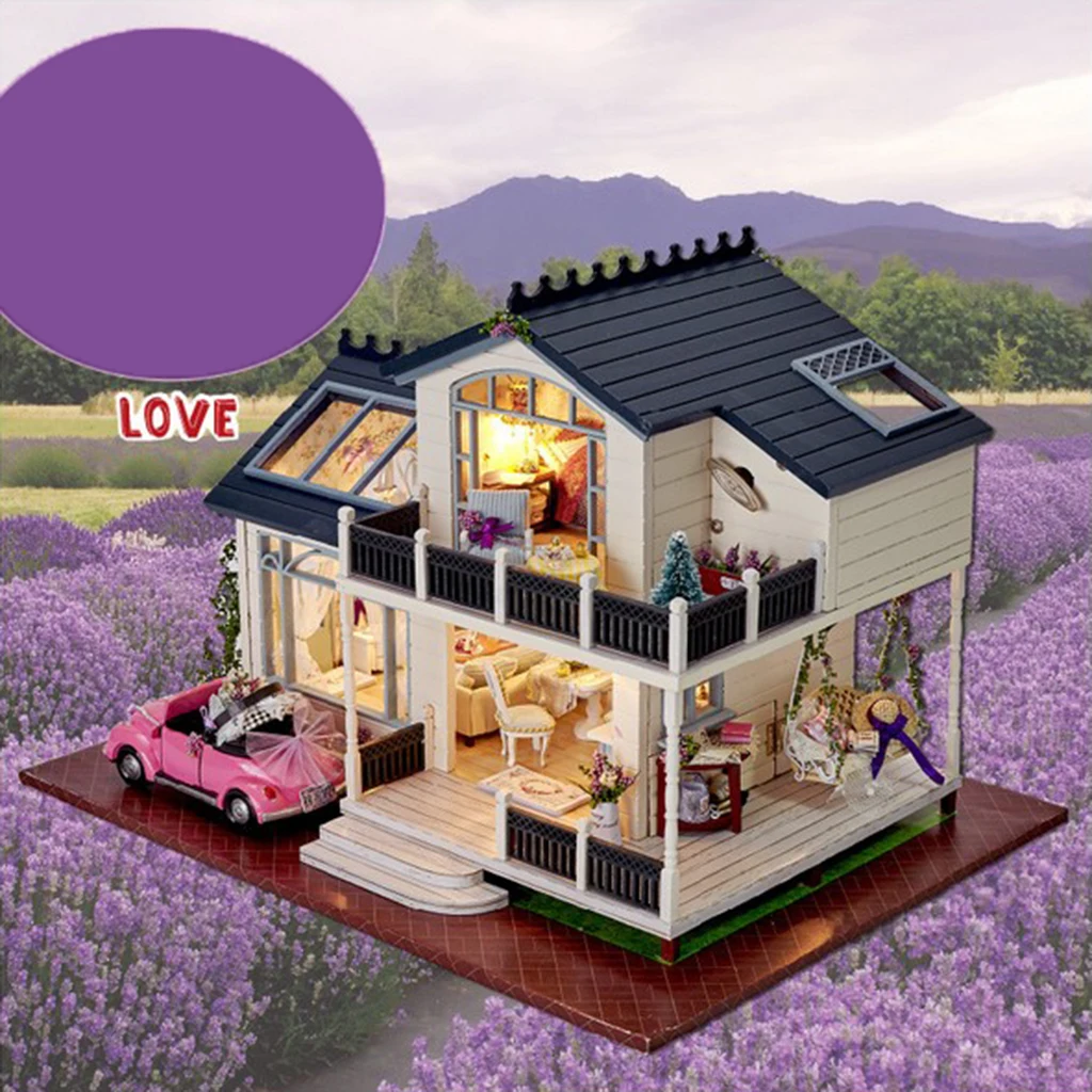 1/24 DIY Miniature Provence Villa Dollhouse Kits with Furniture Decor