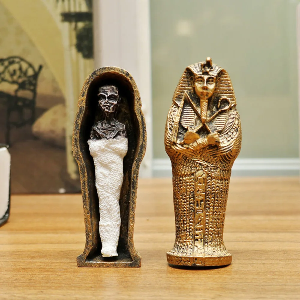 

Retro Resin Egypt Mummy Figurine Model Statue Egyptian King Sandplay Decoration