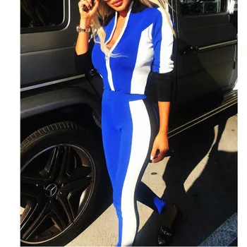 

2018 New Tracksuit Women 2 Pieces Set Outwear Sweatsuit Zipper Causal Long Sleeve Sweatshirt + Long Pants Women Sets