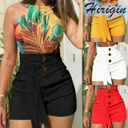 Summer Women Shorts Casual Summer Women Hot Shorts Solid Loose Shorts Elastic High Waist Button Shorts Summer Women Shorts Casual Summer Women Hot Shorts Solid Loose Shorts Elastic High Waist Button Shorts