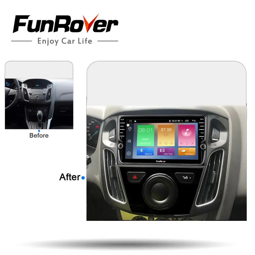 Discount FUNROVER Octa 8 core Android 9.0 2 din car radio multimedia dvd player For  Focus 2012-2015 stereo gps navigation DSP 4G 64G 1