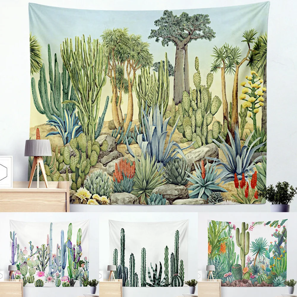 

Tapestry Landscape Mandala Wall Hanging Cactus Table Cloth Home Decor Art Beach Towel Throw Multi Use Bohemian Picnic Mat