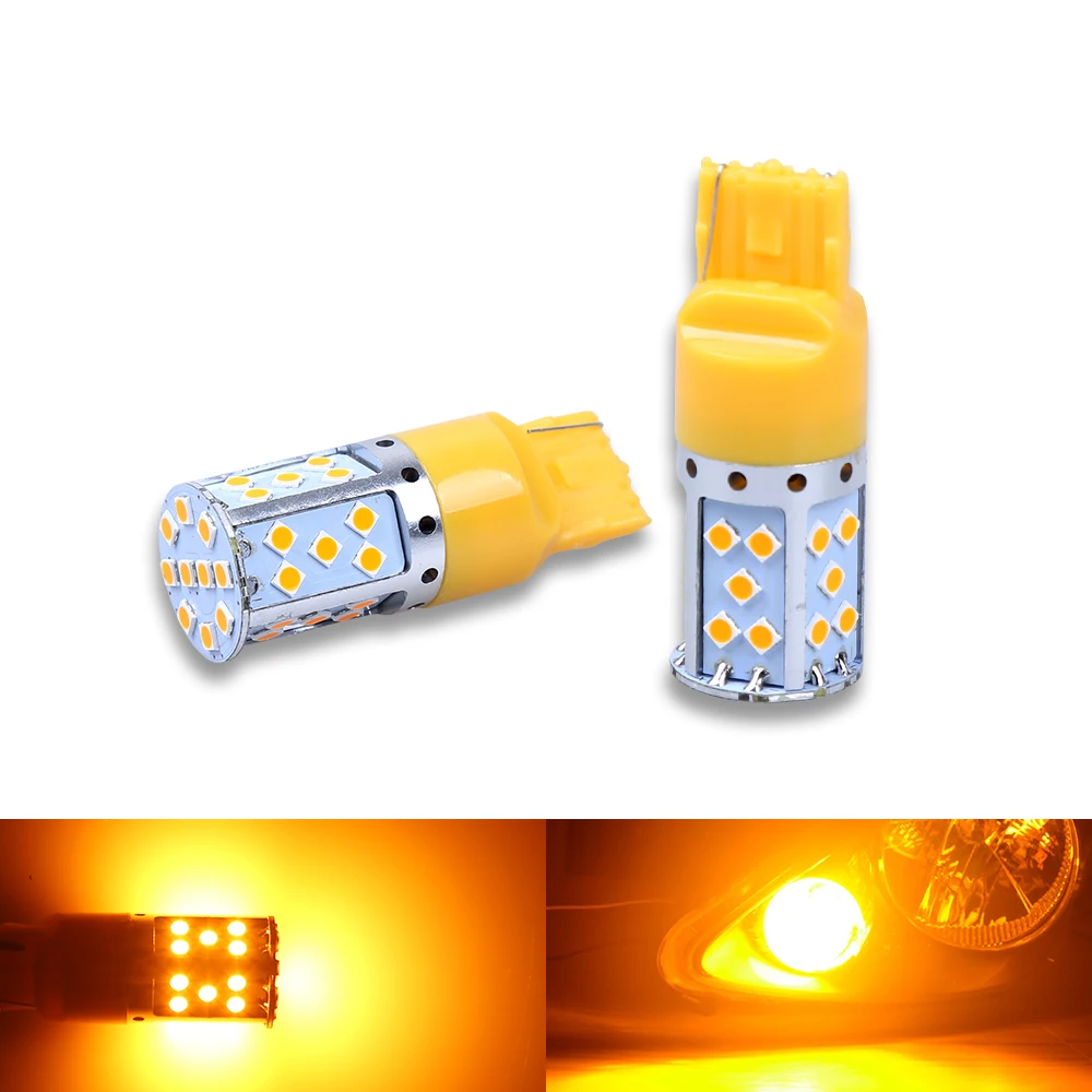 Автомобиль указатели поворота T20 7440 BAU15S 1156 светодио дный лампы 3030 35SMD Canbus Янтарный