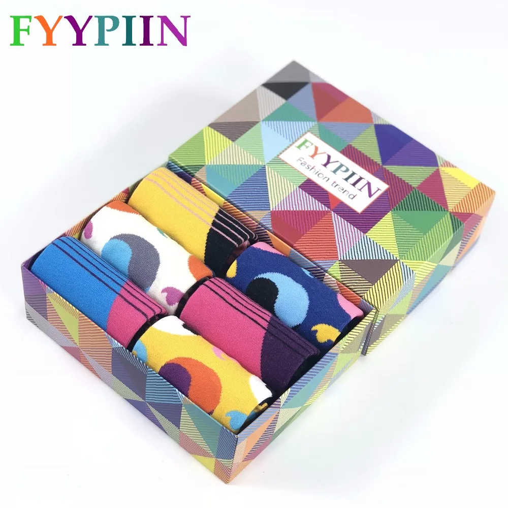 

Socks Men Hot Sale Direct Selling Cotton 2019 6 Pairs/lot Gift Box Happy Combed cotton Colorful Luxury Gift men Socks
