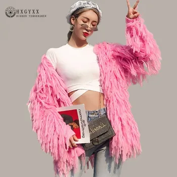 

Harajuku Tassel Women Jacket Autumn 2020 Long Sleeve Knitted Coat Loose Plus Size Outerwear Solid Streetwear Cardigan Okd591