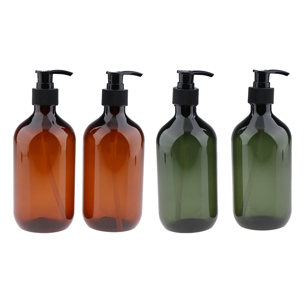 

4Pcs Empty Translucent PET Shampoo Conditioner Refillable Pump Bottles Containers 500ml Durable & Leak-Proof