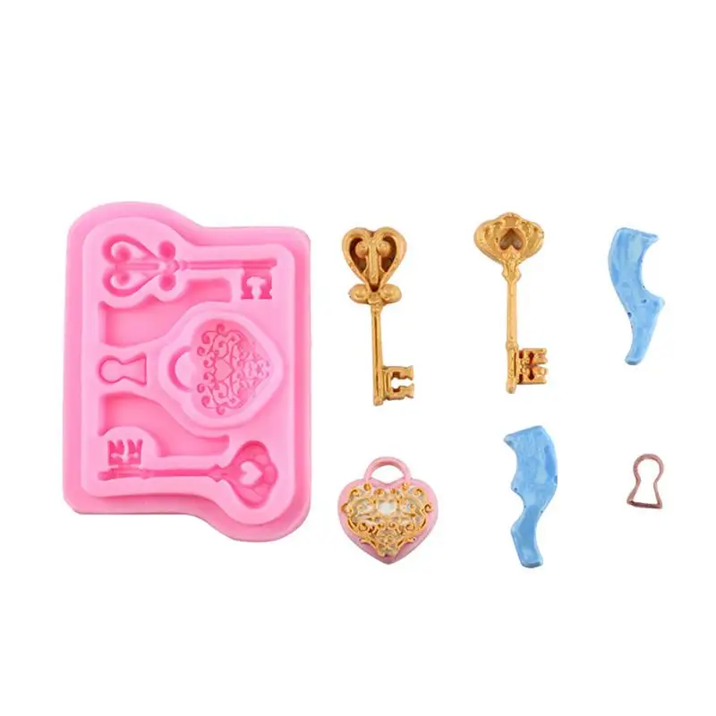 

Heart Shaped Lock Key Fondant Cake Mold Silicone Mold DIY Baking Cake Decorating Environmentally Friendly Food Grade Silicon