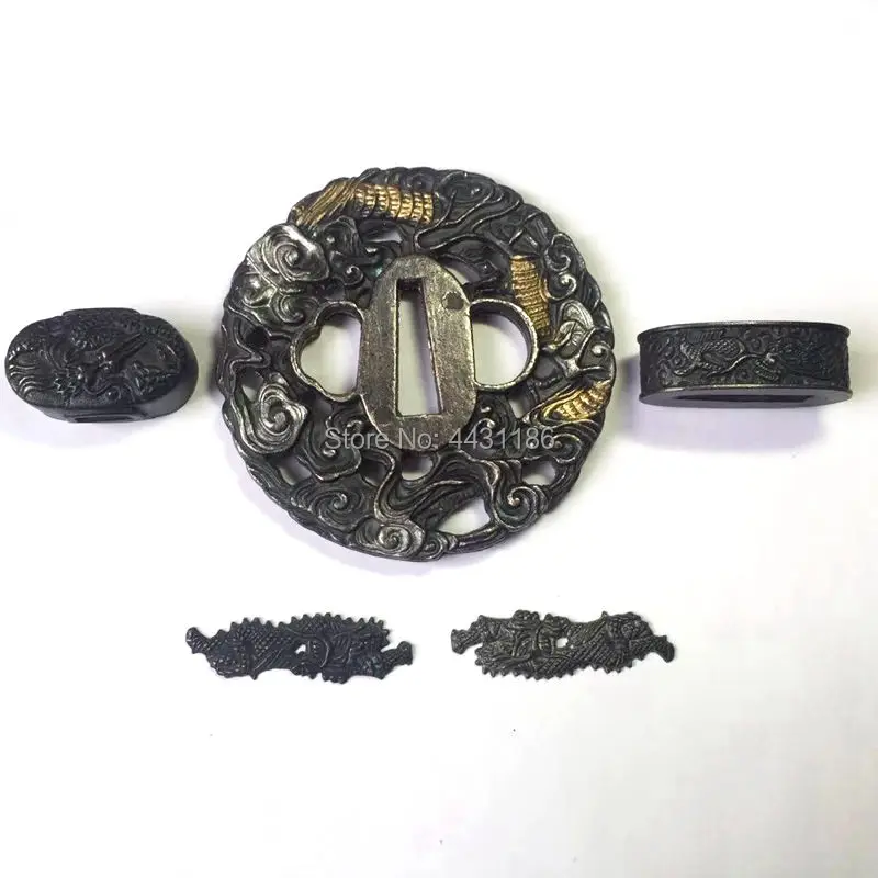 Набор дракон тема фитинги из сплава японская катана WAKIZASHI аксессуары для мечей DIY