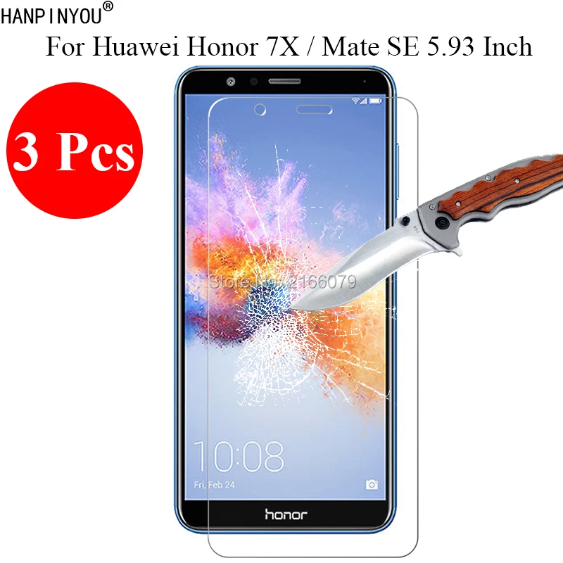 3 Pcs/Lot New 9H 2.5D Tempered Glass Screen Protector For Huawei Honor Play 7X / Mate SE 5.93&quot Protective Film + Clean Tools | Мобильные