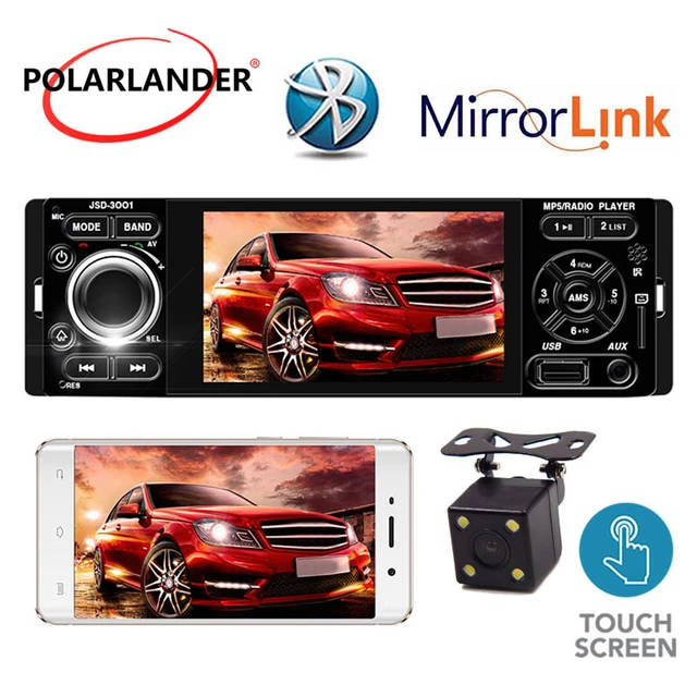 Car Radio 1 Din 4 Microphone Touch Screen MirrorLink Radio Cassette Player  Stereo Receiver Autoradio Rear View Camera Bluetooth - AliExpress