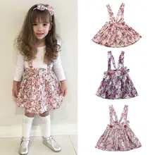 Pudcoco/юбка для девочек, вечерние ная юбка принцессы на лямках с цветочным принтом для маленьких девочек