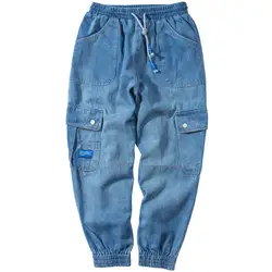 Сбоку накладные карманы джинсы-шаровары 2019 хип-хоп унисекс Повседневное Tatical бегунов Брюки Модные повседневные штаны
