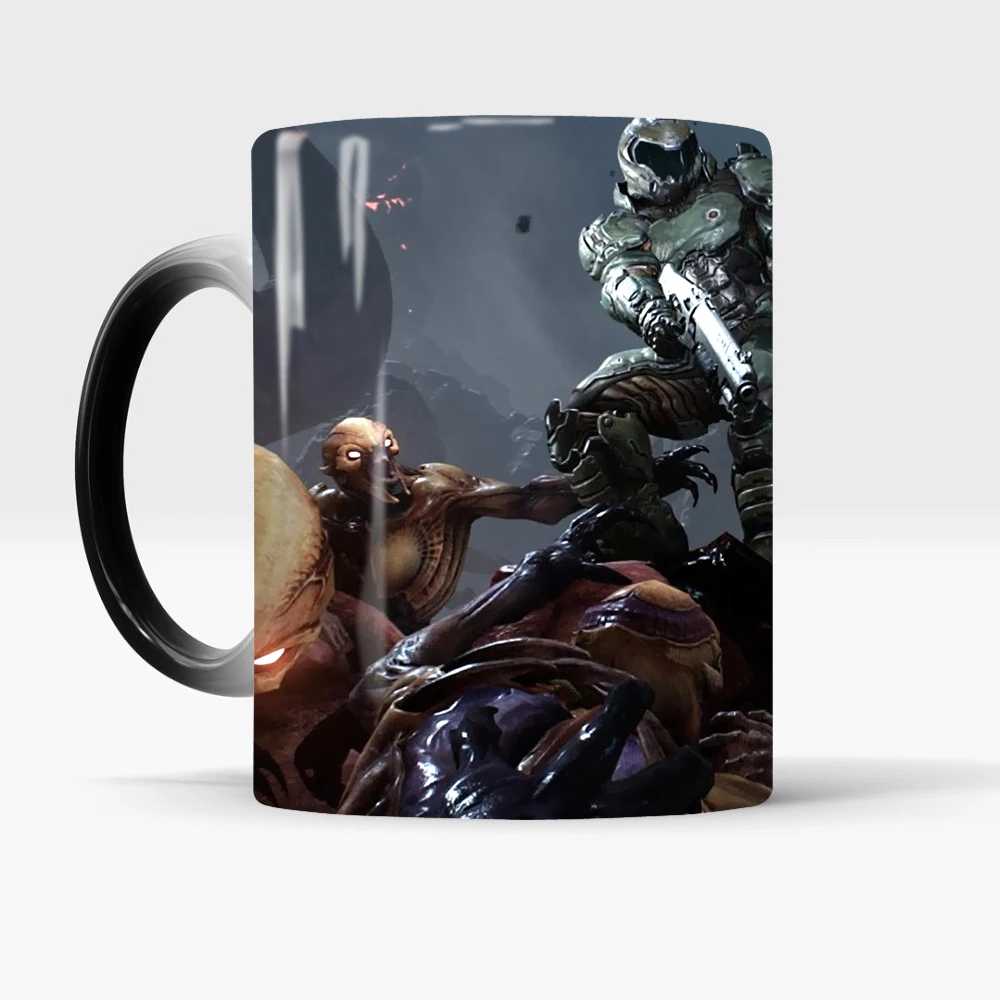 Кружка для кофе DOOM Game меняющая цвет 350 мл термочувствительные волшебные чашки