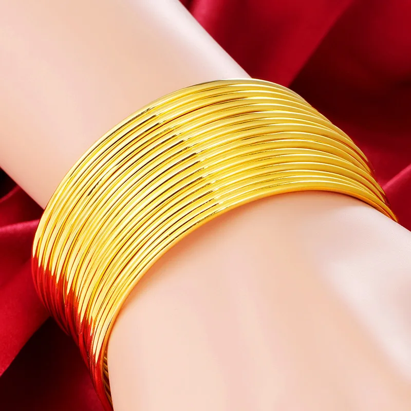 

2019 Hot Fashion No Fade Minimalism Delicate 65cm Diameter Gold Bangle Fine Jewelry for Girls