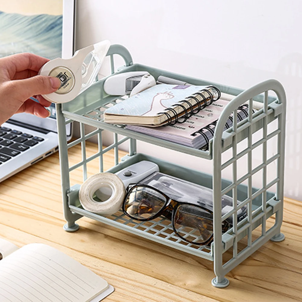  Creative Multifunction Two Layer Hollow Racks Plastic Cosmetics Desktop Finishing Rack Kitchen Sund