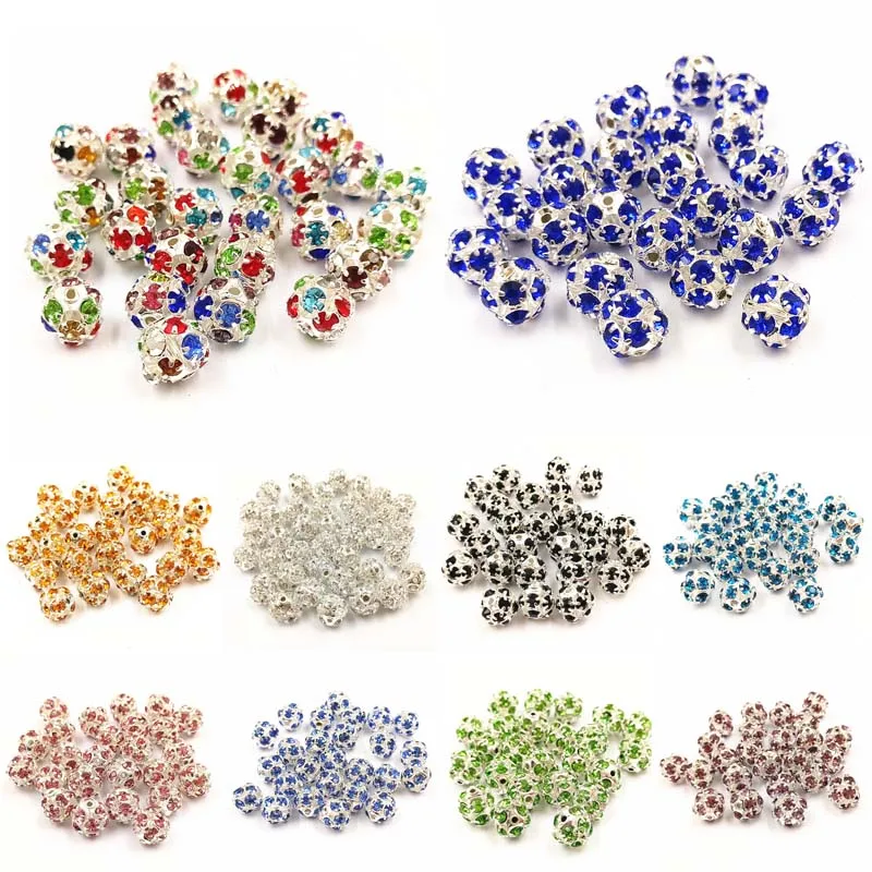 

Wholesale Round Rhinestone Ball Beads 10 Pcs For Bracelet Necklace New Jewelry Making High-quality DIY